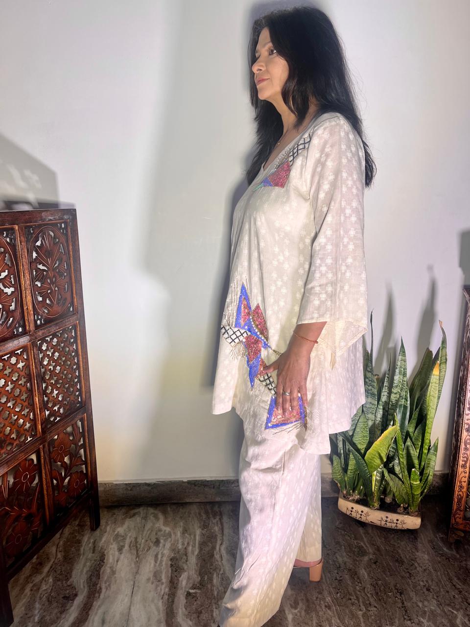 A-line Embroidered kurta set