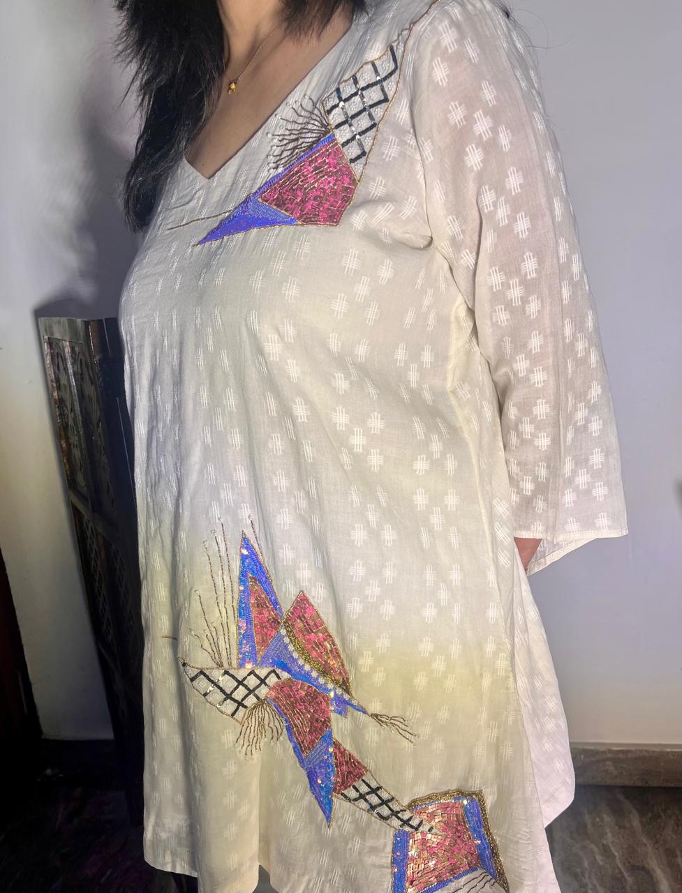 A-line Embroidered kurta set