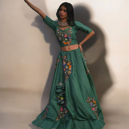 Blooming floral embroidery lehenga